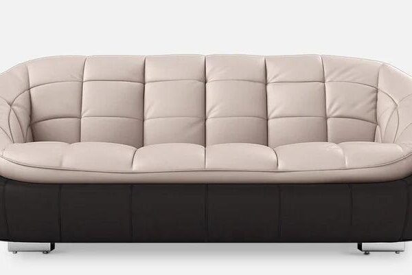 Leatherette 3 Seater Sofa in Black & Beige Colour