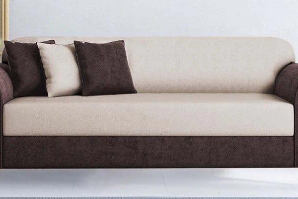 Velvet 3 Seater Sofa in Mocha Brown & Camel Beige Colou
