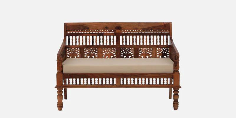 Sheesham Wood 2 Seater Sofa In Honey Oak Finish - Image 2