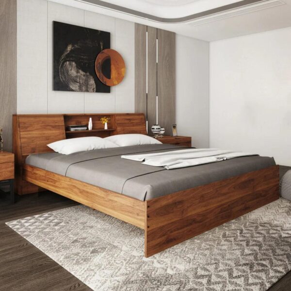 Denz King Size Bed In Columbian Walnut Colour