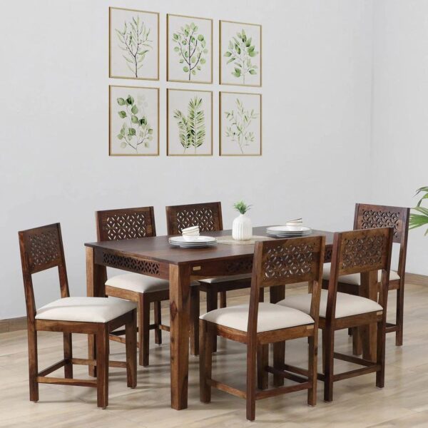 Parnika Sheesham Wood 6 Seater Dining Set In Provincial Teak Finish,