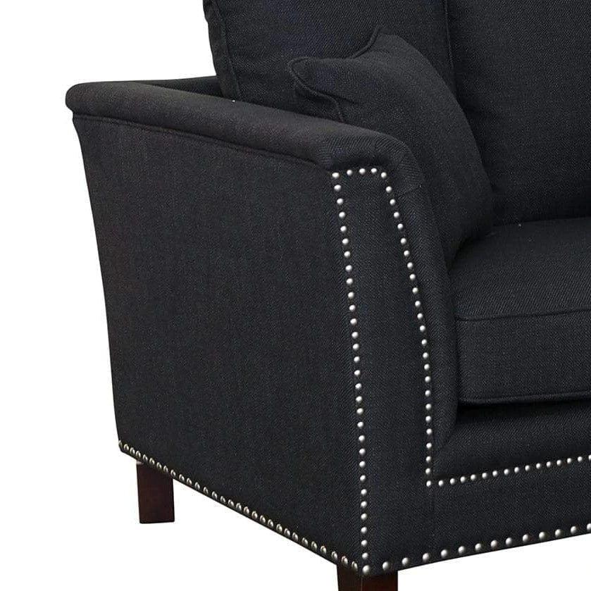 MANHATTAN 3 SEATER FABRIC SOFA BLACK COLOUR - Image 7