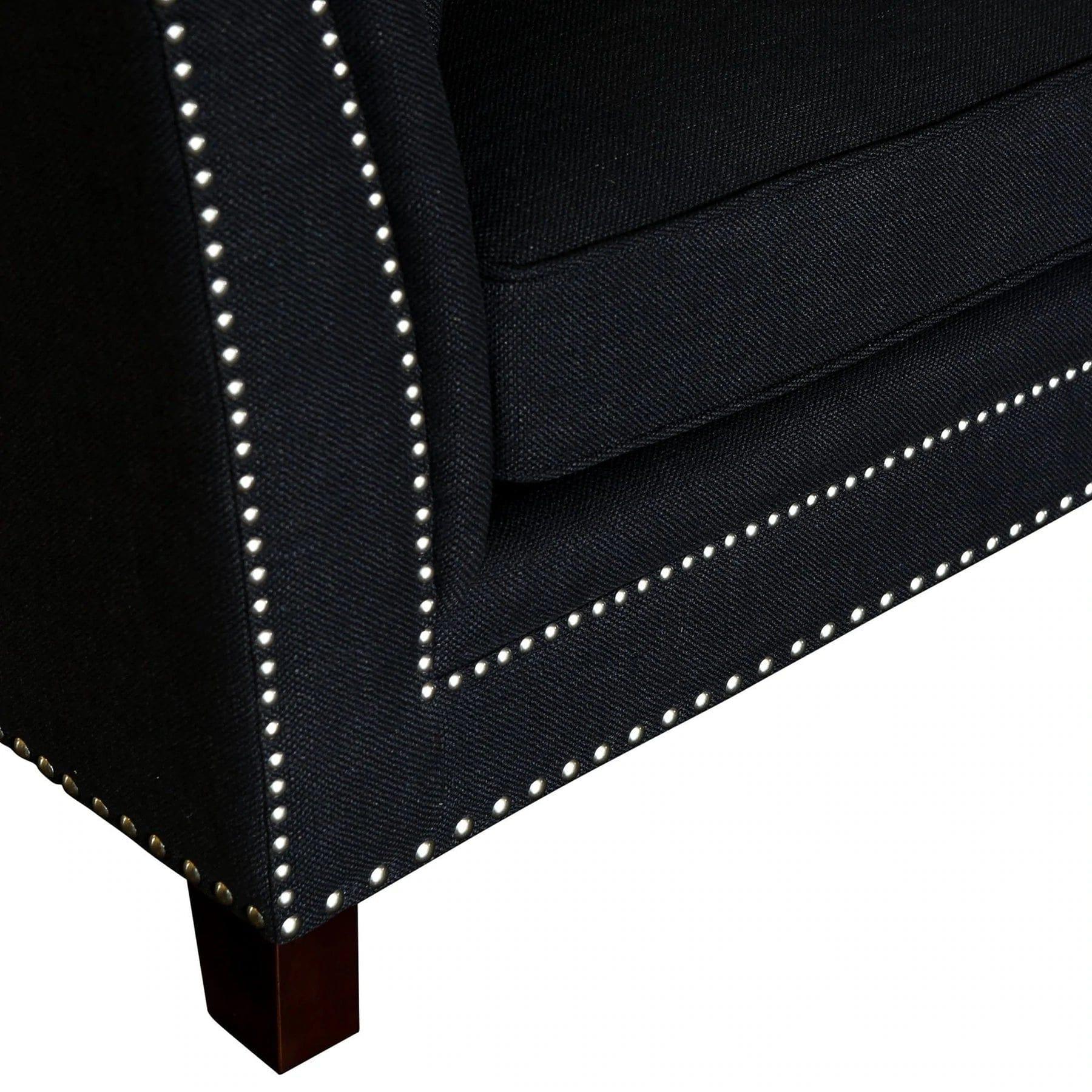 MANHATTAN 3 SEATER FABRIC SOFA BLACK COLOUR - Image 8