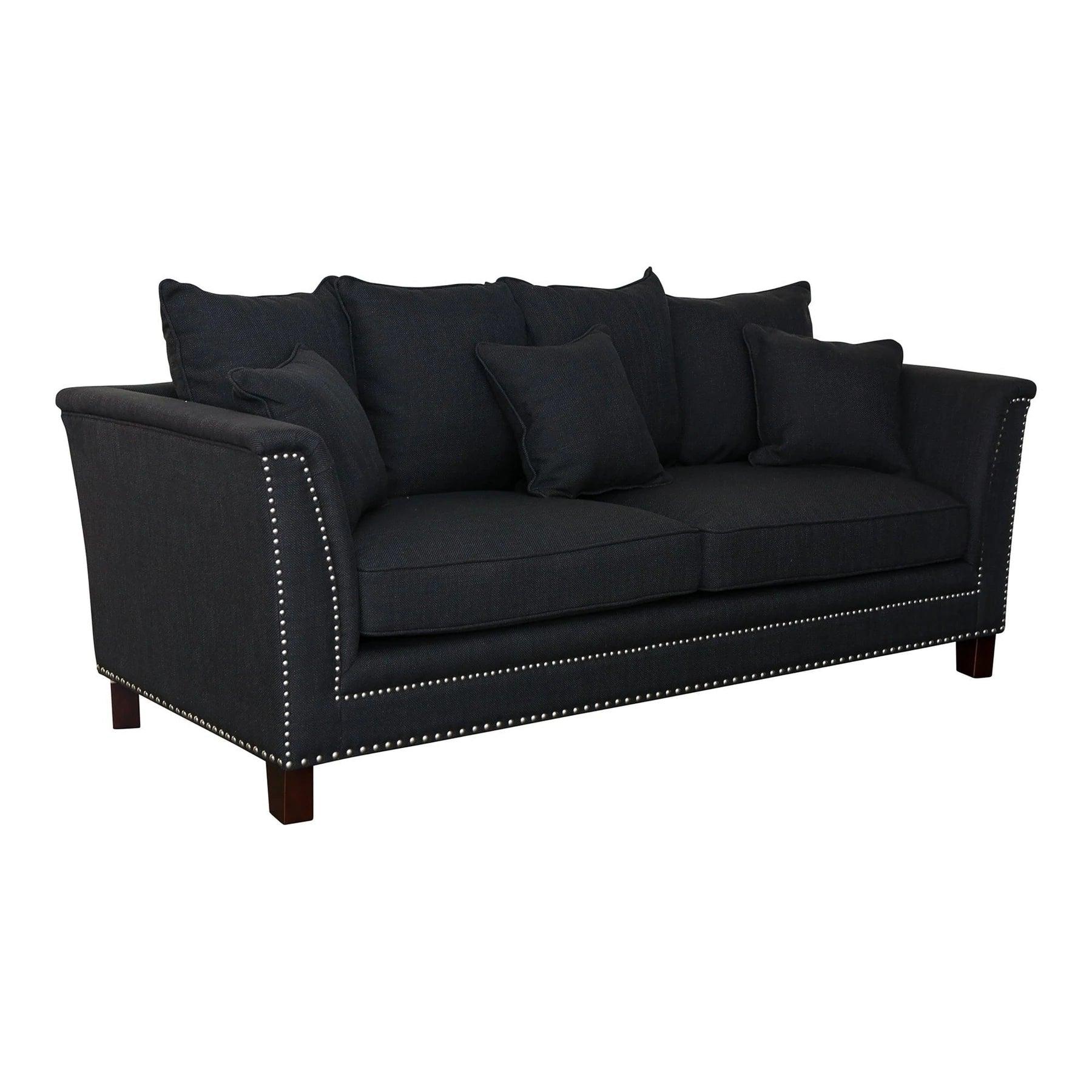 MANHATTAN 3 SEATER FABRIC SOFA BLACK COLOUR - Image 3