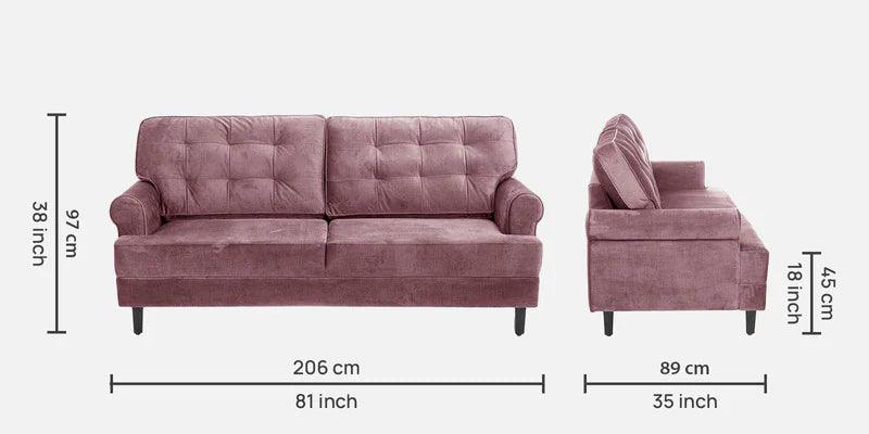 Fabric 3 Seater Sofa In Rose Brown Colour - Image 6