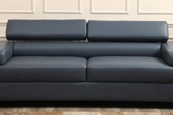 Leatherette 3 Seater Sofa In Grey Colour