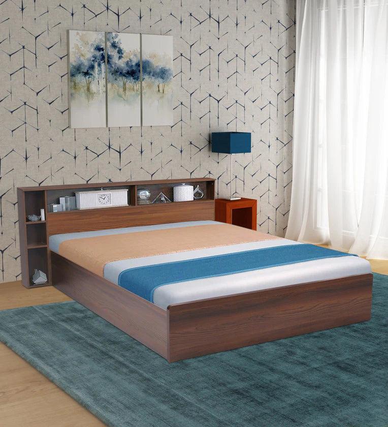 King Size Bed in Classic Walnut Finish with Box Storage - Image 3