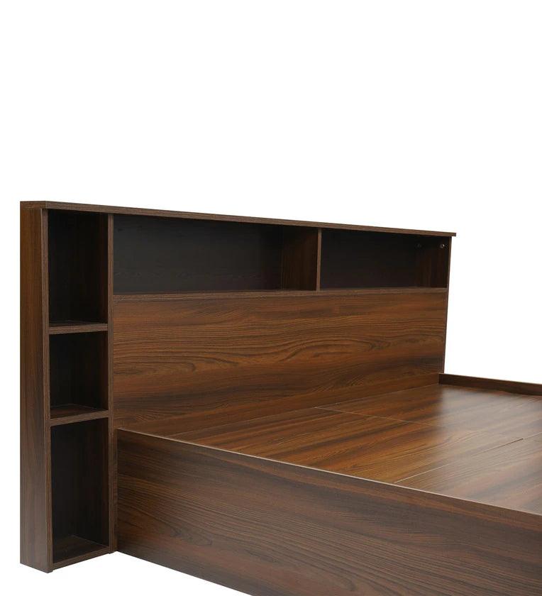 King Size Bed in Classic Walnut Finish with Box Storage - Image 7