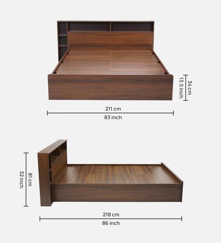 King Size Bed in Classic Walnut Finish with Box Storage - Image 11