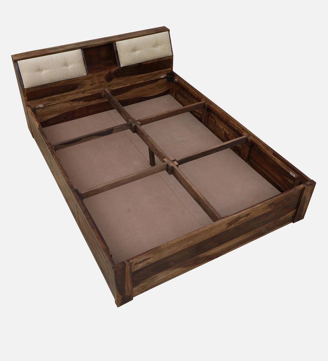Sheesham Wood King Size Bed In Scratch Resistant Rustic Teak Finish With Box Storage - Image 5