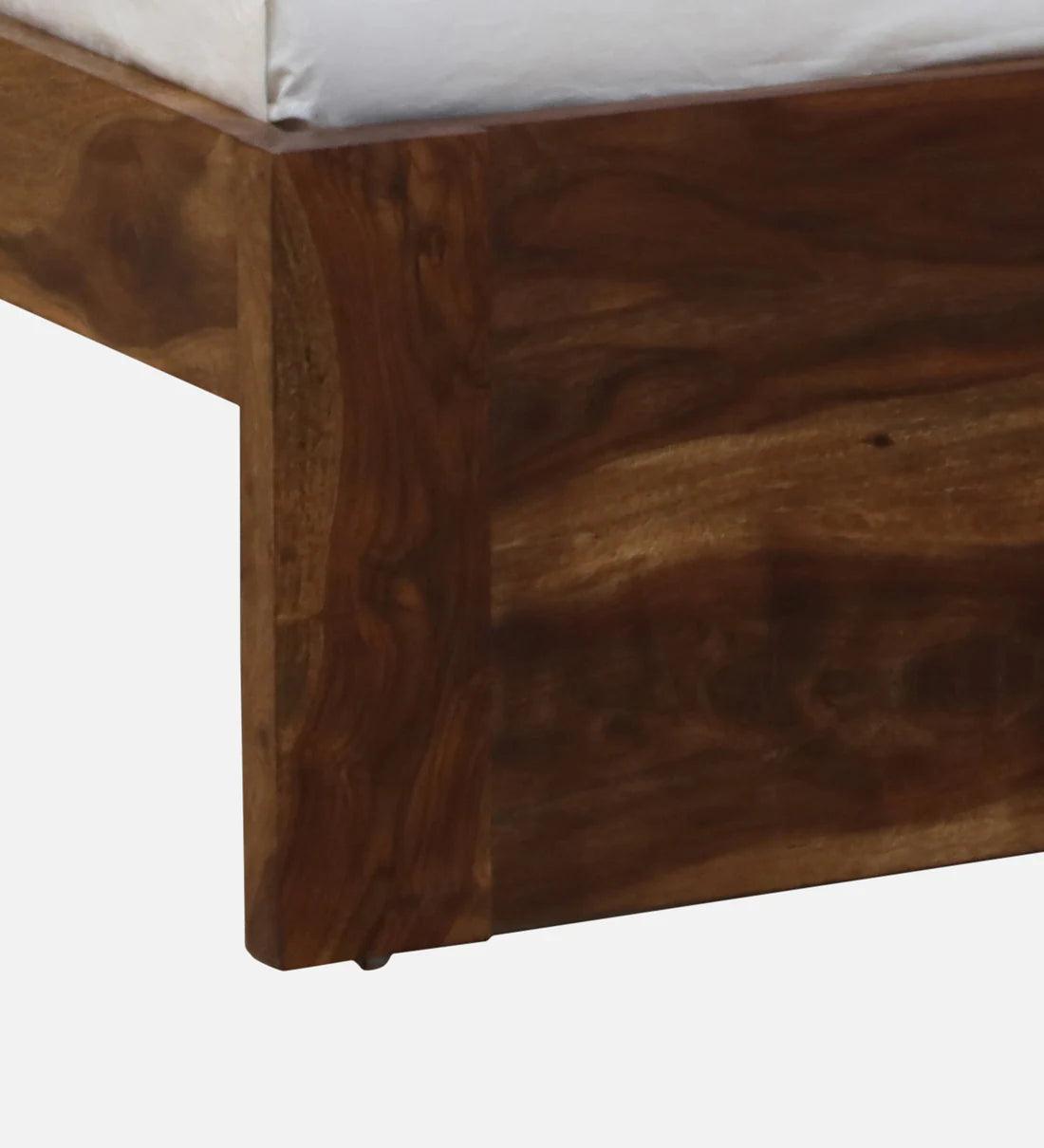 Sheesham Wood King Size Bed In Scratch Resistant Rustic Teak Finish With Box Storage - Image 8