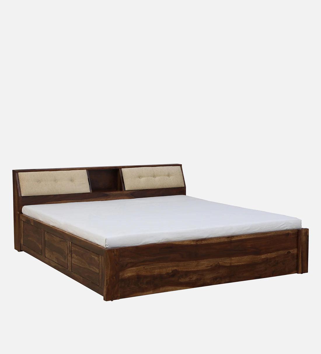 Sheesham Wood King Size Bed In Scratch Resistant Rustic Teak Finish With Box Storage - Image 2