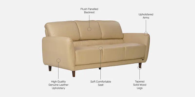 Leather 3 Seater Sofa in Milky White Colour - Image 6