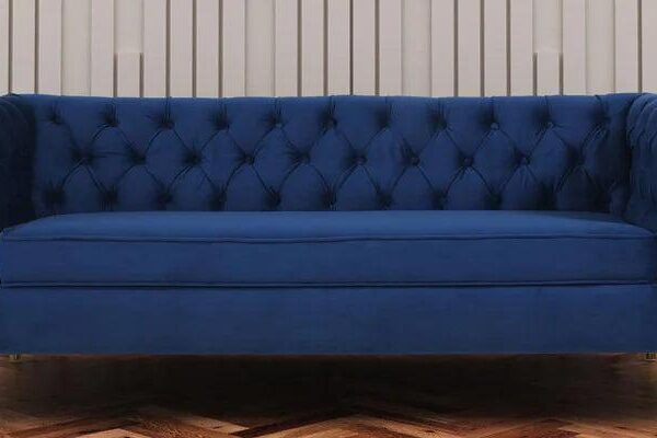 Velvet 3 Seater Sofa In Royal Blue Colour