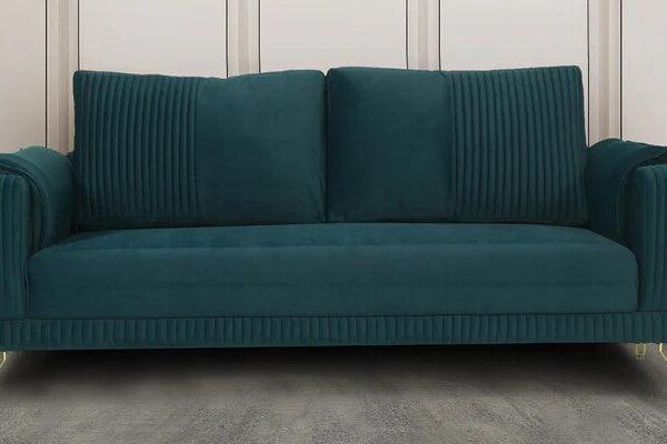 Velvet 3 Seater Sofa in Teal Blue Colour