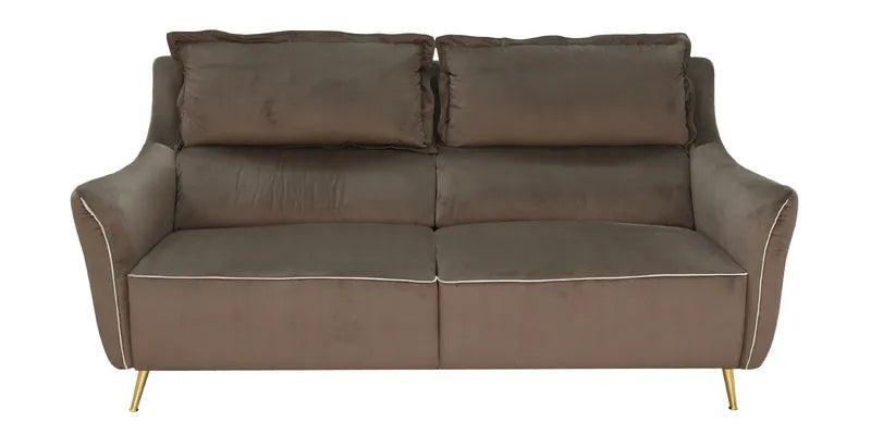 Velvet 3 Seater Sofa In Brown Colour - Image 4