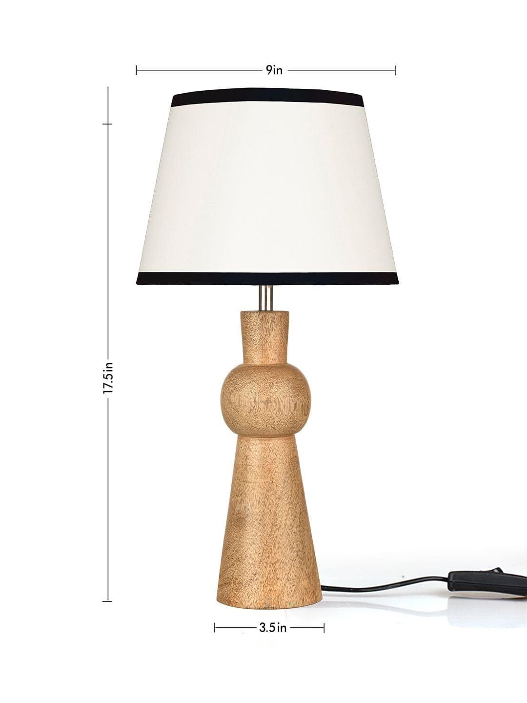 Wooden Skirt Lamp with White Cotton Shade - 3 - Image 3