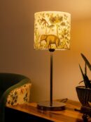 Metal Chrome Finish Lamp with Multicolor Jungle Shade - 1