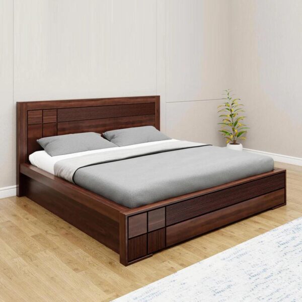 Sheesham Wood King Size Bed in Brown Colour With Hydraulic Storage