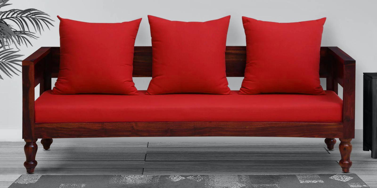 Sheesham Wood 3 Seater Sofa In Honey Oak Finish